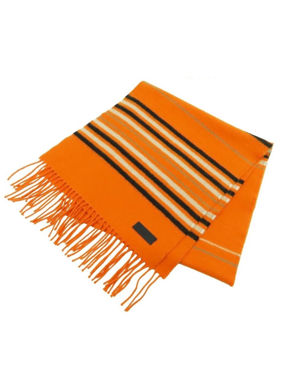 Hermes Neoeocabar Orange Multicolor Cashmere Border Scarf